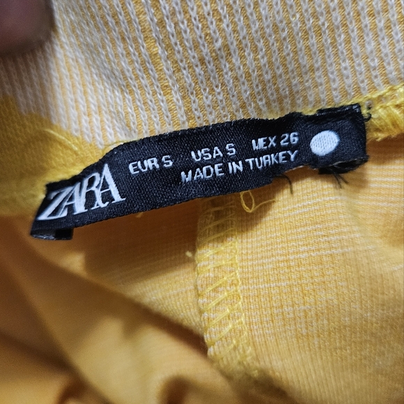 ZARA yellow orange high waisted jacquard Knit Stretch midi skirt. Size Small - Picture 12 of 13